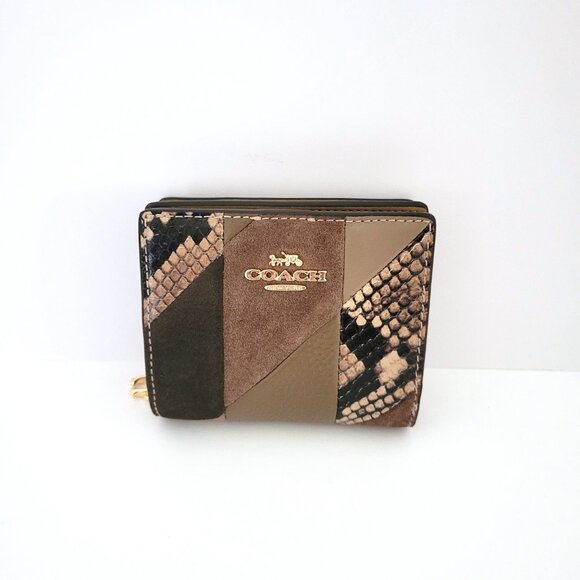 Coach CCR27 Snap Wallet Patchwork Small Clutch Mushroom Multi Mixed Materials - Picture 2 of 7